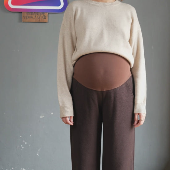Pantalón Palazo Maternales Invierno Forro Polar Gruesos Cálidos