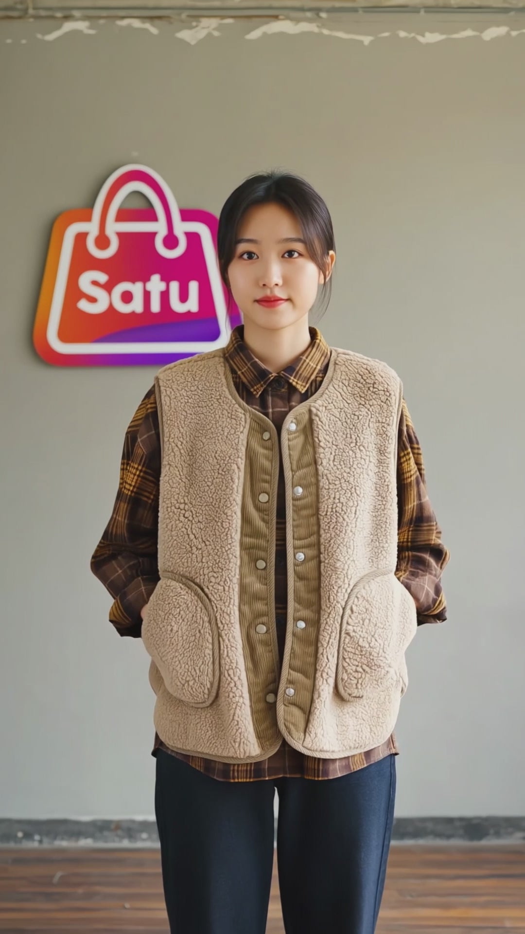 Chaleco SM Reversible Doble Capa Pana Holgado Khaki