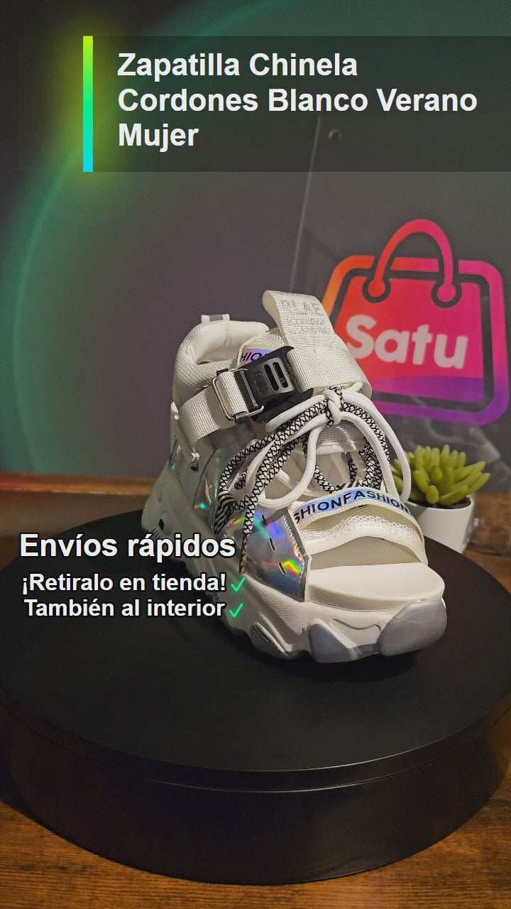 Zapatilla Chinela Cordones Blanco Verano Mujer