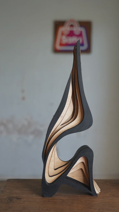 Escultura Abstracta Estilizada Madera Minimalista Decoración Hogar