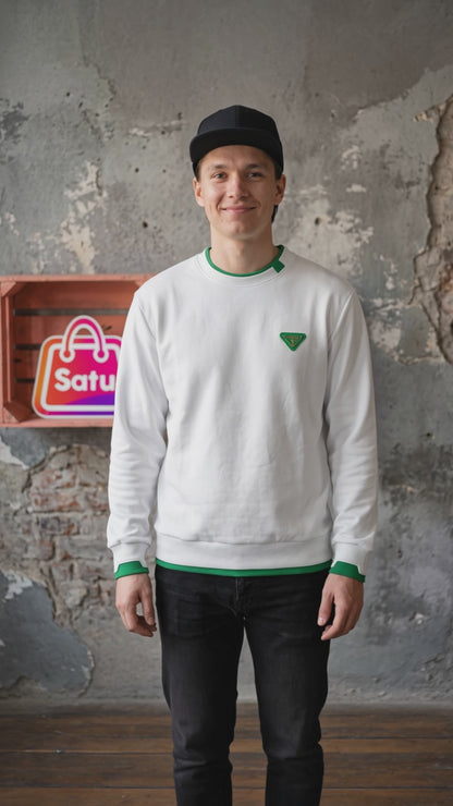 Buzo SM Hilo Blanco Hombre Detalles Verde