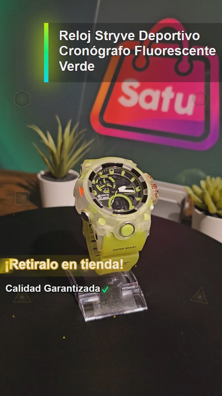Reloj Stryve Deportivo Cronógrafo Fluorescente Verde