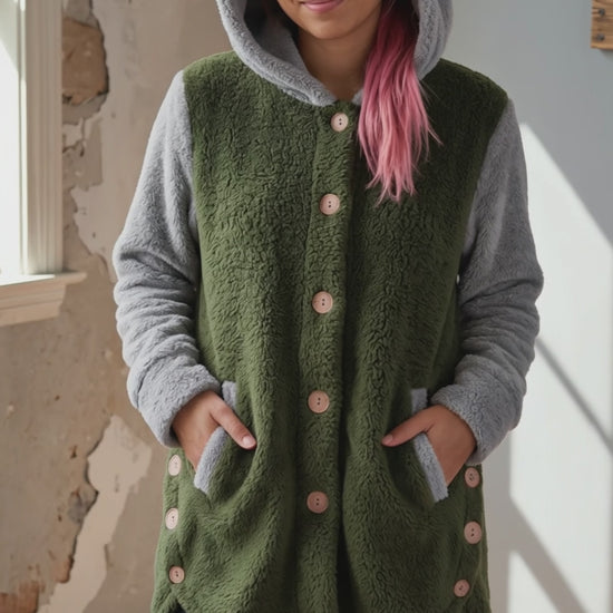 Campera Liviana Mujer Buzo Gato Capucha Polar