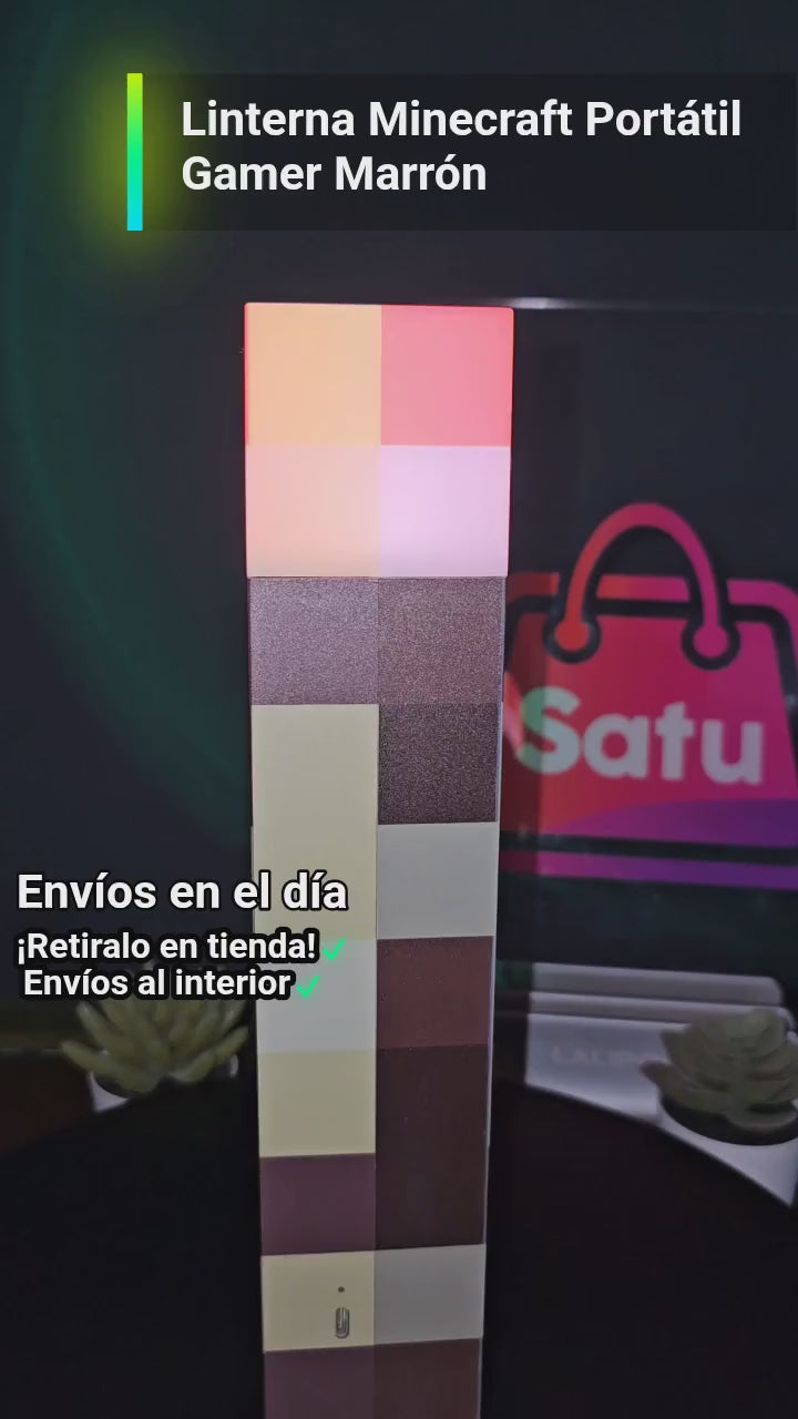 Linterna Minecraft Portátil Gamer Marrón