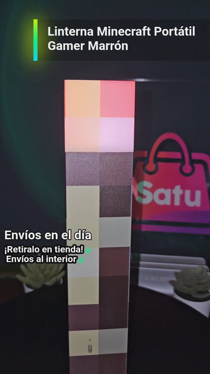 Linterna Minecraft Portátil Gamer Marrón