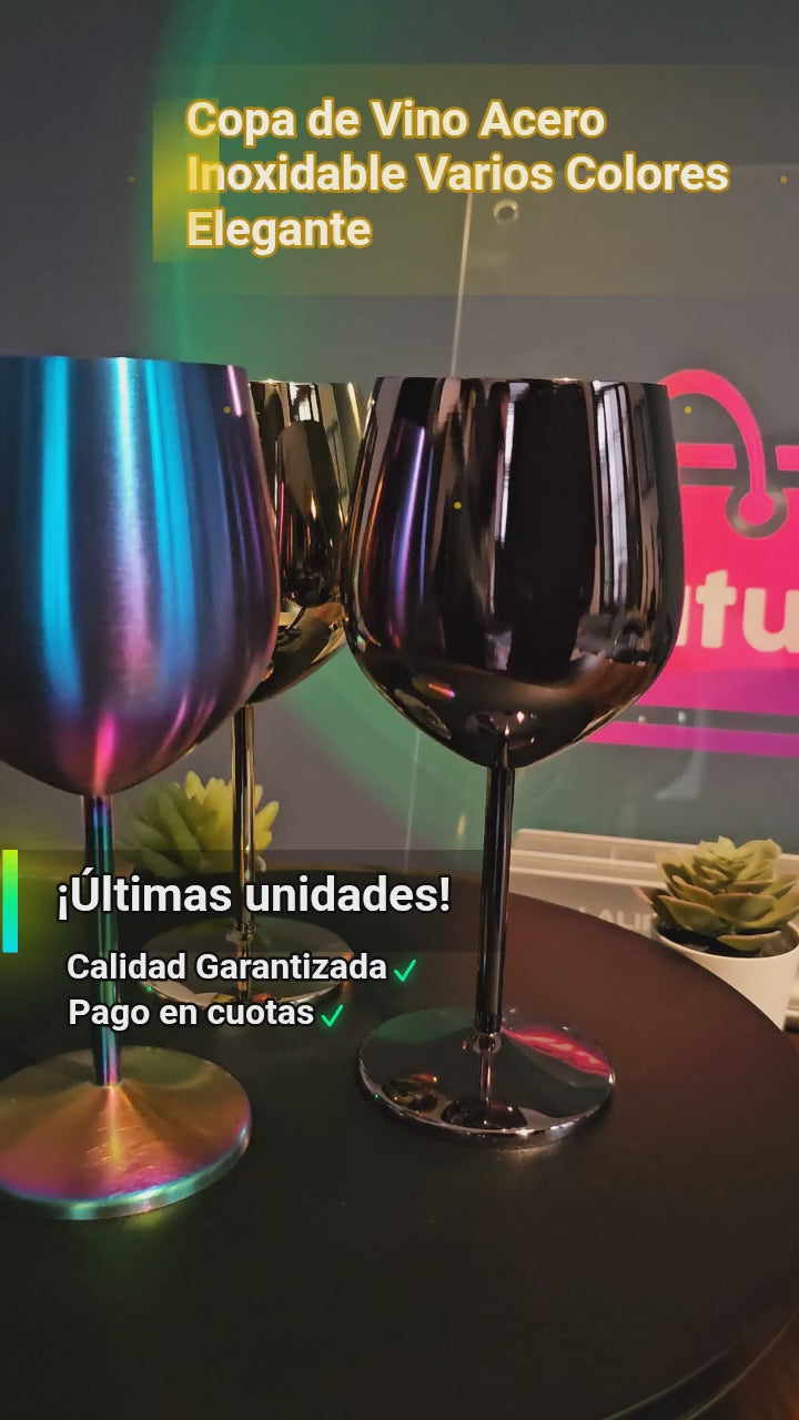 Copa de Vino Acero Inoxidable Varios Colores Elegante