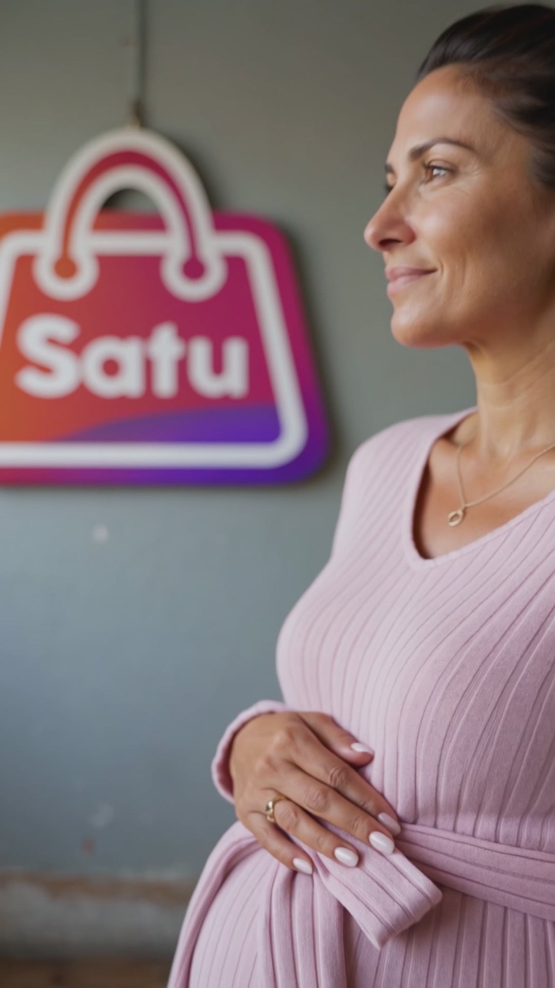 Buzo Maternal Tejido Cuello V Lazo Otoño Invierno