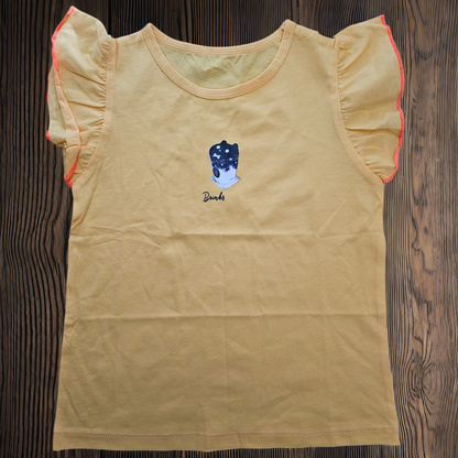 Remera niña lisa manga con volado