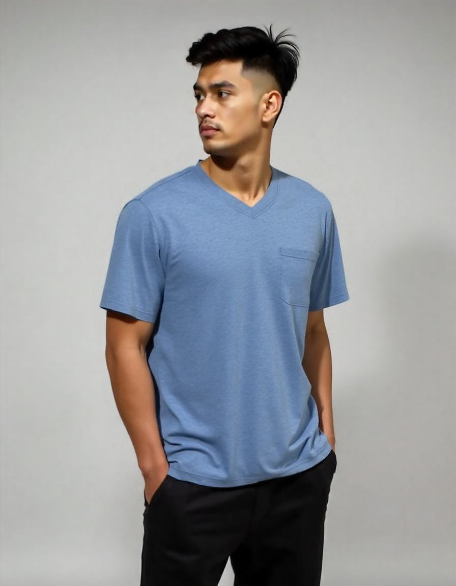 Remera hombre MC MTL Apparel lisa escote V