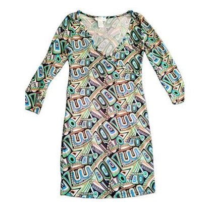 Vestido manga 3/4 estilo azteca anaranjado Capella