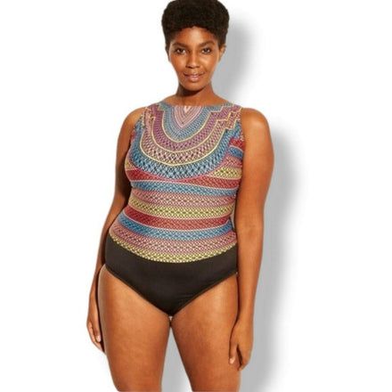 Bikini dama entero azteca espalda negro