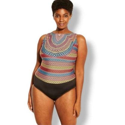 Bikini dama entero azteca espalda negro