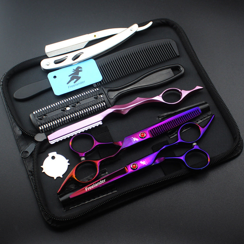 Set de peluqueria 6 piezas navajas y tijeras