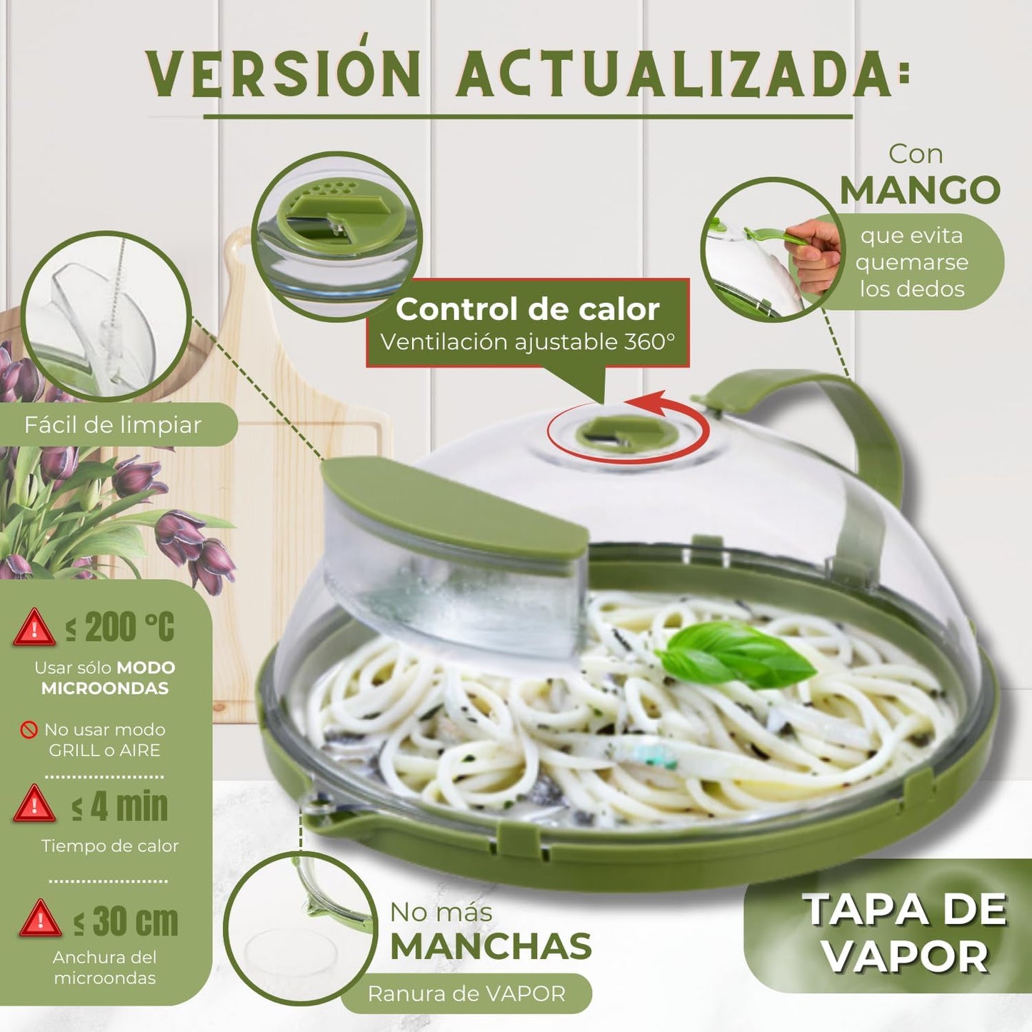 Tapa Cubreplatos para microondas  mantiene la humedad 