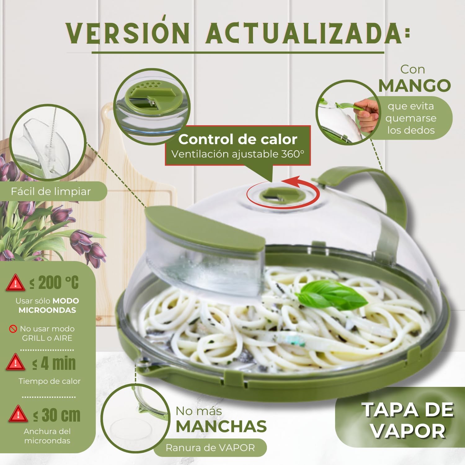 Tapa Cubreplatos para microondas  mantiene la humedad 