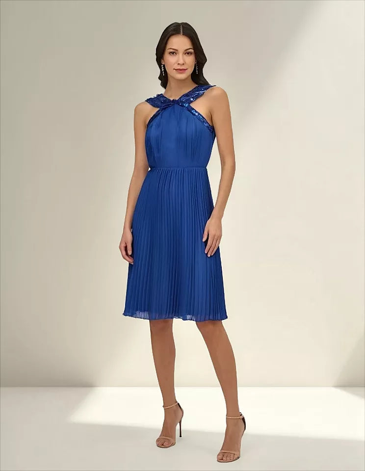 Vestido dama Adrianna Papell lentejuelas y tablas 