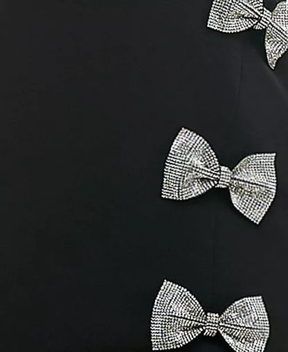 Vestido dama City Studio corto straples con moñas