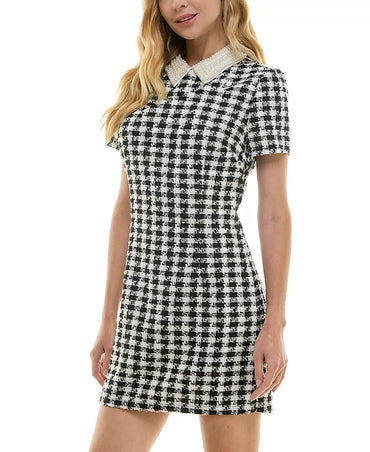 Vestido dama City Studio Midi cuello con perlas
