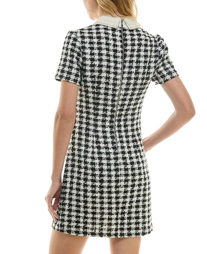 Vestido dama City Studio Midi cuello con perlas