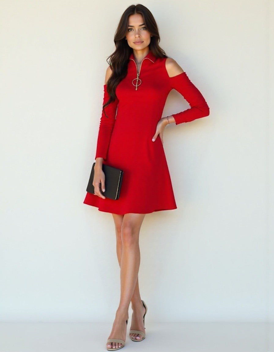 Vestido dama DKNY cuello alto aro dorado