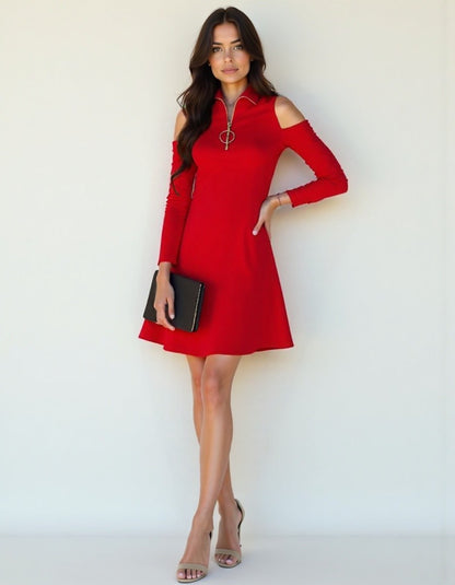 Vestido dama DKNY cuello alto aro dorado