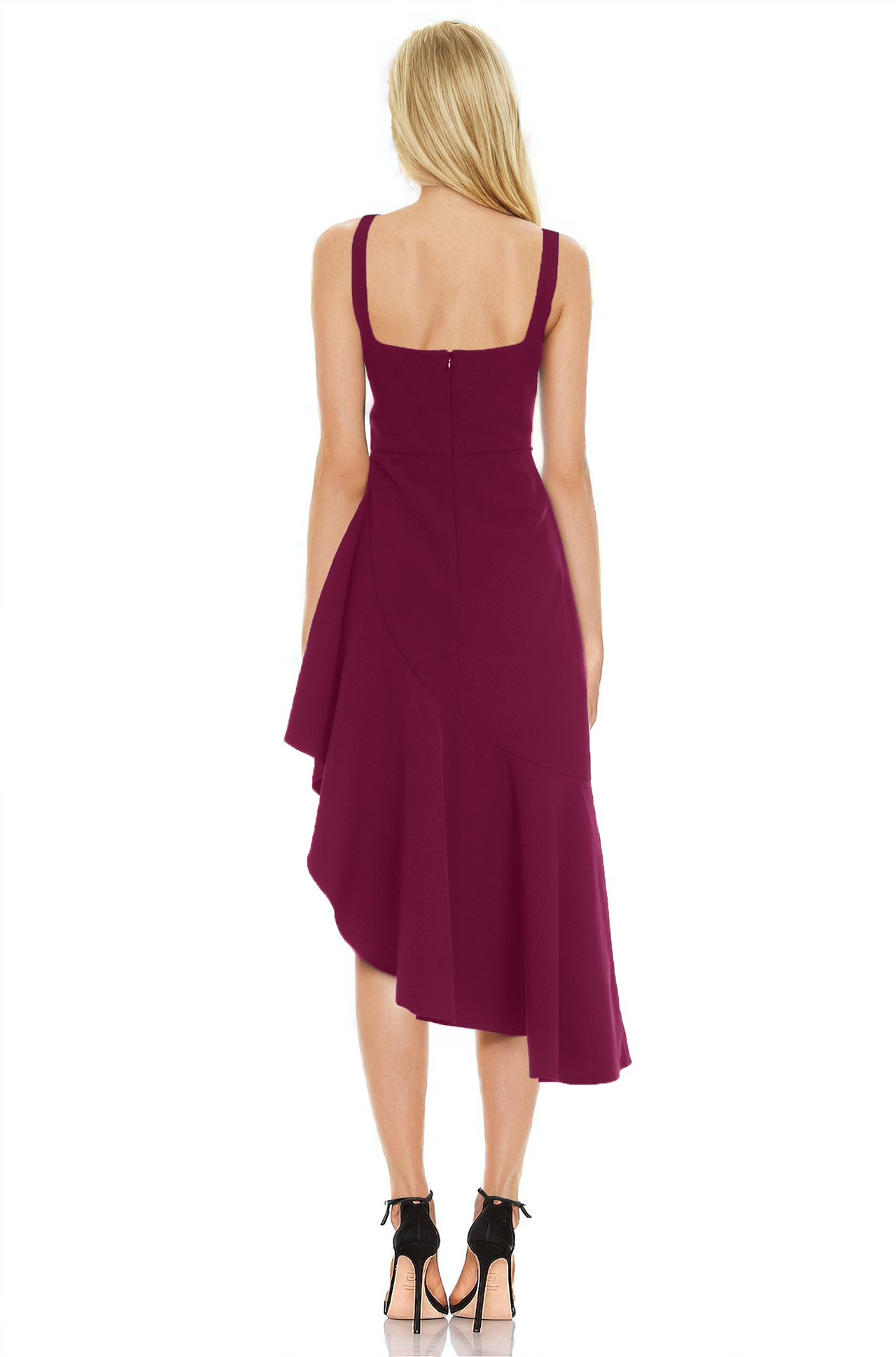 Vestido dama Jewel escote cuadrado falda en cascada