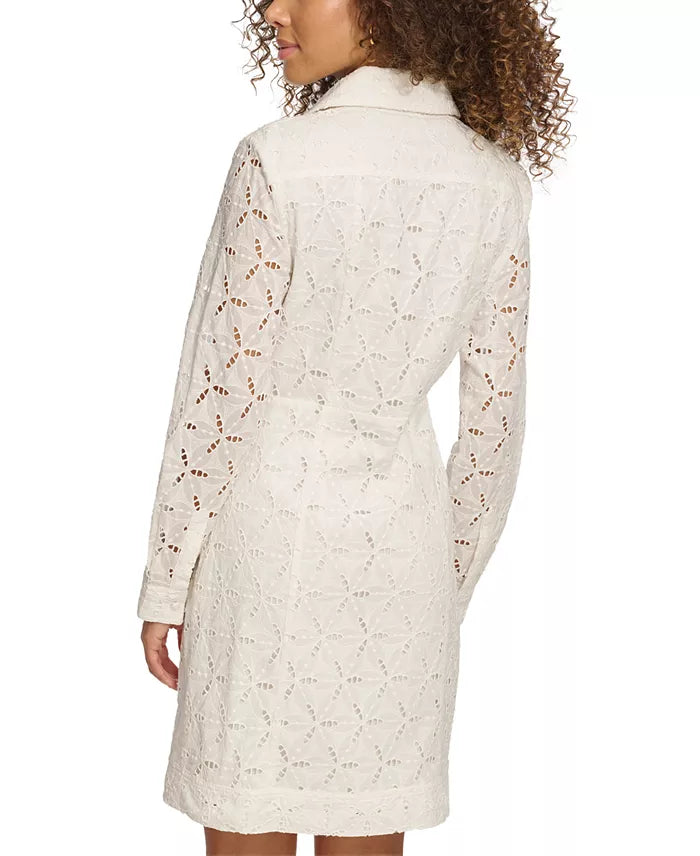 Vestido dama Kensie camisero ML broderie 