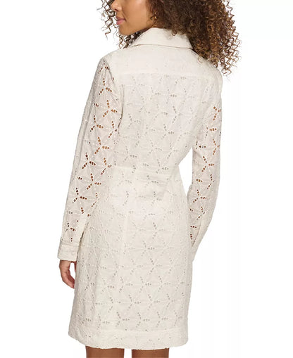 Vestido dama Kensie camisero ML broderie 