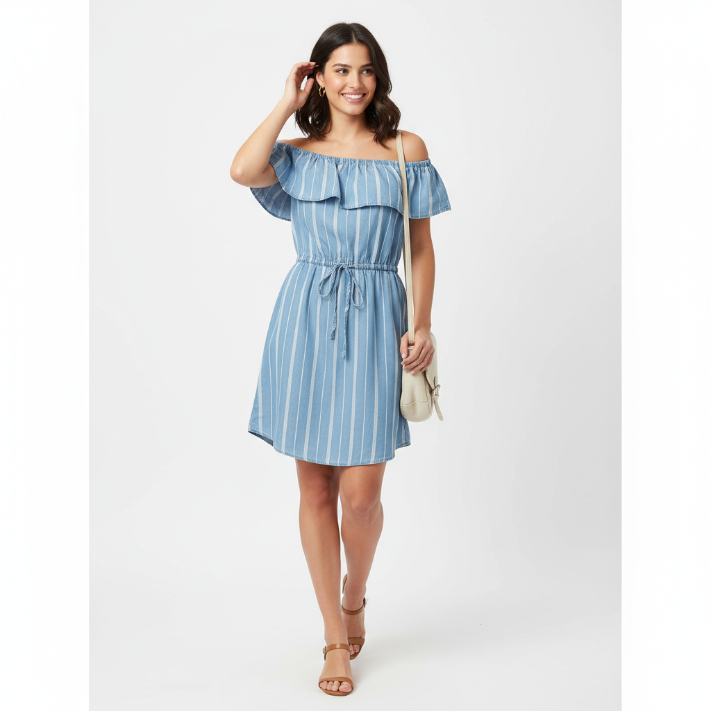 Vestido dama strapless rayado universal