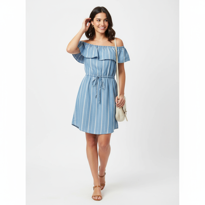 Vestido dama strapless rayado universal