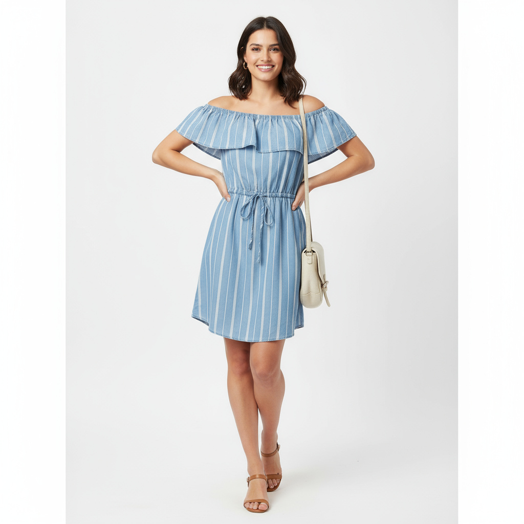 Vestido dama strapless rayado universal