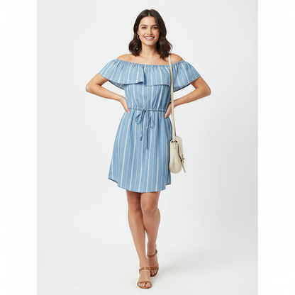 Vestido dama strapless rayado universal